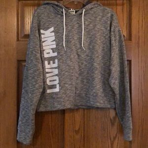PINK Grey Heathered Crop Sweatshirt